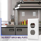 ENERLITES Duplex Receptacle Outlet Wall Plate, Gloss Finish, Size 1-Gang 4.50" x 2.76", Unbreakable Polycarbonate Thermoplastic, UL Listed, 8821-W-40PCS, White (40 Pack)