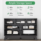 Xixini Fluted Dresser for Bedroom with 7 Drawers, 48" Wide Chest of Drawers with Metal Handle, Modern Wood Dresser TV Stand, Wooden Closet Clothes Storage Organizer for Living Room, Hallway, Black