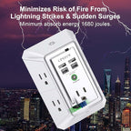3-Sided Outlet Extender with Night Light - QINLIANF Multi Plug Outlet with 5 Outlets and 4 USB Ports(2 USB-C), USB Wall Charger for Home, Office, Travel, ETL Listed, White