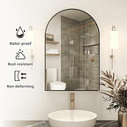 Arched Medicine Cabinet with Mirror,Bathroom Medicine Cabinet with Mirror Wall Mounted,Mirrored Medicine Cabinets with Adjustable Shelves,Not Recessed,24x36 Inch,Black
