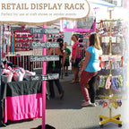 Exttlliy Retail Display Stand 5 Tier Metal Spinning Display Rack with Wheels Keychain Jewelry Stocking Hat Display Stand with Hooks for Malls, Showroom, Retail Store (Gold)
