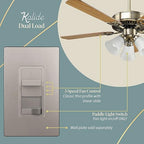 TOPGREENER Kalide Light Switch and 3-Speed Ceiling Fan Control Combo, in Wall Light and Fan Combination Switch, Single Pole, 2.5A, 720W, Neutral Wire Not Required, TGSFS3-NK, Nickel