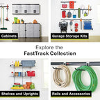 Rubbermaid 24-Piece FastTrack Garage Wall-Mounted Storage Kit, 6 Rails and 18 Hooks, Black, for Home/House/Tool/Sports/Equipment/Utility Purposes