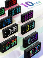 PPLEE RGB Bed Shaker Alarm Clock for Heavy Sleepers, Loud Vibrating Digital Clock with Dual Alarms, 3 Wake Modes, Weekday Display, Bedside USB Charger, Battery Backup, Dimmable for Kids Teens Seniors