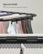 SONGMICS Clothes Drying Rack, Foldable 2-Level Laundry Drying Rack, Free-Standing Laundry Airer, with Height-Adjustable Wings, 33 Drying Rails, Sock Clips, Black ULLR053B01V1