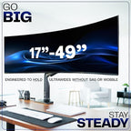 VIVO Aluminum Ultrawide Monitor Stand, Classic + USB, Fits up to 49 inch Screens, Single Articulating Pneumatic Arm, USB Ports, C-Clamp and Grommet Desk Mount, Max VESA 200x100, Black, STAND-V100HU