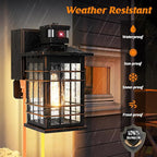 Porch Lights with GFCI Outlet, 2-Pack Motion Sensor Dusk to Dawn Waterproof Outdoor Lights, 3 Modes Oil-Rubbed Bronze Exterior Light Fixtures Wall Mount, Outside Wall Lanterns for Front Door House