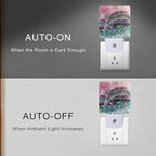 Smoaffly Color Pink Fluorite Crystal Stone Night Light Plug-in LED Nightlights Auto Sensor Night Lamp Dusk-to-Dawn Lamp Home Decor for Nursery Children Girls Boys