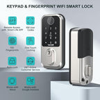 Hornbill WiFi Smart Lock Deadbolt, Keyless Entry Front Door Lock, Fingerprint Electronic Deadbolt Compatible with Alexa, Touchscreen Keypad Code Unlock for Home Office Hotel