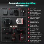 SmallRig RC 100C RGBWW LED Video Light, with App Control, 100W Mini COB Continuous Output Lighting, Handheld Spotlight 2700-10000K/CRI 96+/TLCI 98+/12 Effects, 11000Lux/1m, Pro Version Ink Blue, 5381