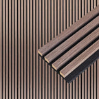 NeatiEase Wood Wall Panels, 9 Feet Acoustic Slat Wall Panels for Interior Wall Decor and Noise Reduction, Decorative Slat Wall Paneling, Smoked Oak, 4-Piece