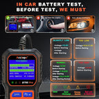 BT60 Pro Acclope Car Battery Tester with Cloud Printing 100-3000 CCA 6V 12V 24V AGM Lithium Gel Battery Checker Automotive Alternator Digital Analyzer Charging Cranking System Vehicles Truck Home-use