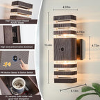 2 Pack Oil Rubbed Bronze Outdoor Wall Lights Fixtures with Motion Sensor Up Down Porch Lights Modern Dusk Dawn Exterior Sconce Wall Mount Outside Coach Lantern for House(With 4 Dimmable Warm Bulbs)