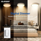 ELEGRP Dimmer Light Switch for 300W Dimmable LED/CFL Lights and 600W INC/HAL Bulbs, Slide Dimmer Light Switch, Wall Plate Included, UL Listed, 10 Pack, White