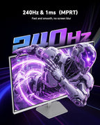 KTC 24 Inch 240Hz Gaming Monitor,1080P PC Computer Monitor with Fast IPS Panel, HDR 400, Adaptive Sync, 1ms(MPRT), 116% sRGB, HDMI Display Port, Eye Care, VESA Mount, White H24F7