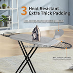 Ironing Board, 43x14 Inch Iron Board with Steam Rest, Heavy Duty Metal Frame Legs Ironing Table with Heat Resistant Cover Mat, Foldable Full Size Hanger Ironing Stand (Grey, 52" L x 14" W x 34.6" H)