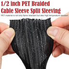 1/0 Gauge Wire CCA (20Ft Each Black/Red) Primary Automotive Wire with Lugs Kit,250A ANL Fuse,1/2 Inch Cable Split Sleeving,Battery Cable,Car Amplifier Power Ground Wires,Amp Install Wiring