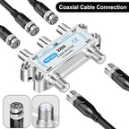 TKCHAX 4 Way Coaxial Cable Splitter,Support 10-2602MHz, RG6 Compatible, Nickel-Plated for Cable Splitter,Work with CATV, Satellite TV,Antenna System and MoCA Configurations