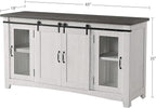 Martin Svensson Home Rustic 65” Solid Wood TV Stand with Storage, White Stain with Grey Stain Top