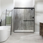 Palisade 78in x 60in x 30in Waterproof Vinyl Shower Surround Kit with Accessories in Urban Slope