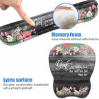 Ergonomic Mouse Pad Wrist Support and Keyboard Wrist Rest Set with Coasters, Non-Slip PU Base, Easy Typing & Pain Relief for Computer Laptop Home Office, Floral Quote Bible Verse Psalm 46:5