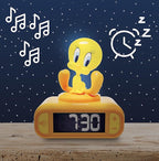 LEXiBOOK, Tweety, Tweety Night Light Alarm Clock, Sounds and Melodies, Backlit LCD Screen, Illuminated, Snooze, Yellow, RL800TW