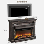 OKD 52 Inch Electric Fireplace with Mantel, Fireplace TV Stand with 36" 3-Sided Glass Electric Fireplace Heater for Living Room, Dark Rustic Oak