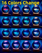 3D Crystal Ball Shark Lamp,Lifelike 3D LED Shark Night Light,16 Color Changing Light,Dimmable Remote Control