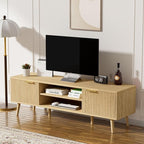 SHGJ&SOFT Storable TV Stand 65 Inch,Mid Century Modern TV Console Two Cabinet Doors with Open Partition in The Middleby by Wooden for Living Room,Bedroom. (Wooden, 1PC)