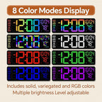 16" Digital Wall Clock with Night Light, Digital Clock with RGB Colors Changing Remote Control, Dual Alarm, Dimmer, Auto DST, Voice Control, Auto Time Sync, Clocks for Living Room, Gift for Elderly