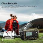 Emergency Radio 12000, Auto Digital Weather Radio Portable AM FM SW NOAA, Battery Operated Rechargeable Solar Hand Crank Radio with Flashlight, Cell Phone Charger, SOS, Type C Adapter