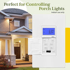 TG 7 Days Digital in-Wall Programmable Timer Switch for Lights, Fans, and Motors, Single Pole, Neutral Wire Required, 18 ON/Off Timer Settings, with Blue Backlight, White, 5 Pack