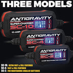 Antigravity SC-10 Super-Charger 10A Smart Battery Charger & Maintainer for 6V/12V Lithium (LiFePO4) & Lead-Acid Batteries – LCD Display, Power Supply Mode, BMS Reset