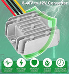 DC 8-40V to 12V Converter 3A 36W Regulated Voltage Power Converter IP68 Waterproof Transformer for Golf Cart Truck Boat Vehicle