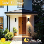 WISELUME Motion Sensor Outdoor Wall Lights, Dusk to Dawn Porch & Patio Sconce with E26 Dimmable LED Bulbs, Black Aluminum Up & Down Exterior Lights for Garage, Garden, Front Door, ETL Listed