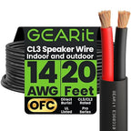 GEARit Outdoor Speaker Wire CL3 Rated, 14 Gauge Speaker Wire, Speaker Cable 20 ft for Outdoor Speakers, Patio, Garden, Backyard Audio, Direct Burial in Ground/in Wall, OFC (Brown, 2-Conductors)