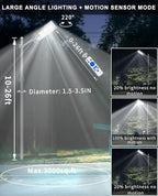 JAYNLT Y-3600W Solar Street Lights Outdoor,360000LM 6500K Parking Lot Lights Commercial, Waterproof Dusk to Dawn Solar Security Flood Lamps Motion Sensor for Driveway,Basketball Court