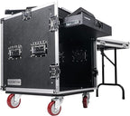 Sound Town High-Quality 1/2” (12mm) 12U PA DJ Pro Audio Rack/Road ATA Case with 11U Slant Mixer Top, Locking Drawer, Side Table, 20.2’’ Rackable Depth and Casters (STMR-12TD2)