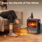 FLAME&SHADE Portable Electric Fireplace Heater for Indoor Use, Fire Place Heaters with 3D LED Flame Overheat & Tilt Protection, Space Heater Small Fireplace for Home Office Christmas Decoration, Black