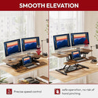 SANODESK Standing Desk Converter with Electric Motor 40" Height Adjustable Riser for Office Home,Dual Monitor and Laptop Workstation with Large Keyboard Tray, Rustic Color