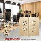 ENERLITES Elite Series Duplex Outlet Receptacle Cover, Screwless Wall Plate, Standard Size, 1-Gang 4.68" x 2.93", Unbreakable Polycarbonate Thermoplastic, UL Listed, SI8821-GD-5PCS, Gold, 5 pack
