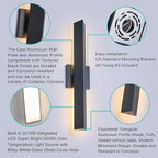 Tarentlight Modern Minimalist 20W LED Outdoor Wall Light, IP65 Waterproof, 1700 Lumens Warm White, Black Textured Aluminum & Frosted Glass, Wall-Mounted Porch Lights for Garage, Patio, Entryway