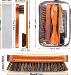 7 Pcs Horsehair Shine Shoes Brush Kit Polish Dauber Applicators Cleaning Leather Shoes Boots Care Brushes Suede Cleaner Brush with Microfiber Shoe Cloth(7 Pcs Style C)