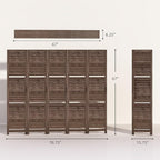 HOMCOM Room Divider, 5 Panel 67" Tall Wood Privacy Screen with 3 Display Shelves, and Folding Storage for Bedroom or Home Office, Walnut