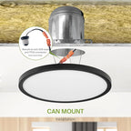 ASD LED 12" Round Flush Mount Ceiling Light Fixture, Low Profile Surface Lighting | 5CCT, Dimmable, Ultra-Thin, ETL Listed | 24W 2000LM 2700-6000K 100-277V | Kitchen, Bedroom, Hallway Lamp | Black