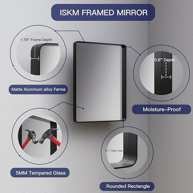 ISKM Large Silver Wall Mirror, 84 x 32 Inch Metal Silver Frame Mirror for Bathroom in Premium Stainless Steel for Living RoomBedroomEntryway (Horizontal/Vertical)