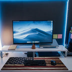 Eflxamz Large Gaming Mouse Pad for Desk,Wooden American Flag Desk Mat,Wooden USA Flag Desk Pad,Extended Big Computer Keyboard Mouse Pad with Non-Slip Base and Stitched Edge,35.4"x15.7"