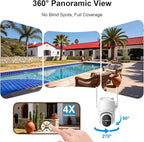 HOSAFE.COM Cameras for Home Security Outdoor, WiFi Outdoor Camera Wireless, Solar Security Cameras Wireless Outdoor, 360 PTZ, PIR Sensor, 2K HD Color Night Vision, 2-Way Talk, IP66 Waterproof