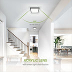 ASD LED 12" Square Flush Mount Ceiling Light Fixture, Low Profile Surface Lighting | 5CCT, Dimmable, Ultra-Thin, ETL Listed | 24W 1700LM 2700-6000K 120V | Kitchen, Bedroom Lamp | Black, 12 Pack