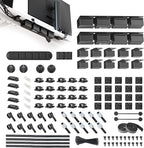 EUREKA ERGONOMIC Metal 316 PCS Cable Management Organizer Kit Cable Raceways, 6 Cable Holder, 4 Cord Sleeve, 60 Wire Clips, 2 Roll Self Adhesive Wire Ties, 100 Zip Ties Under PC Desk, Black